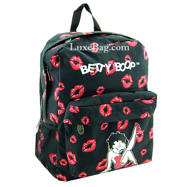 Betty Boop Canvas Standard Backpack (16" Height, Black/Lips)