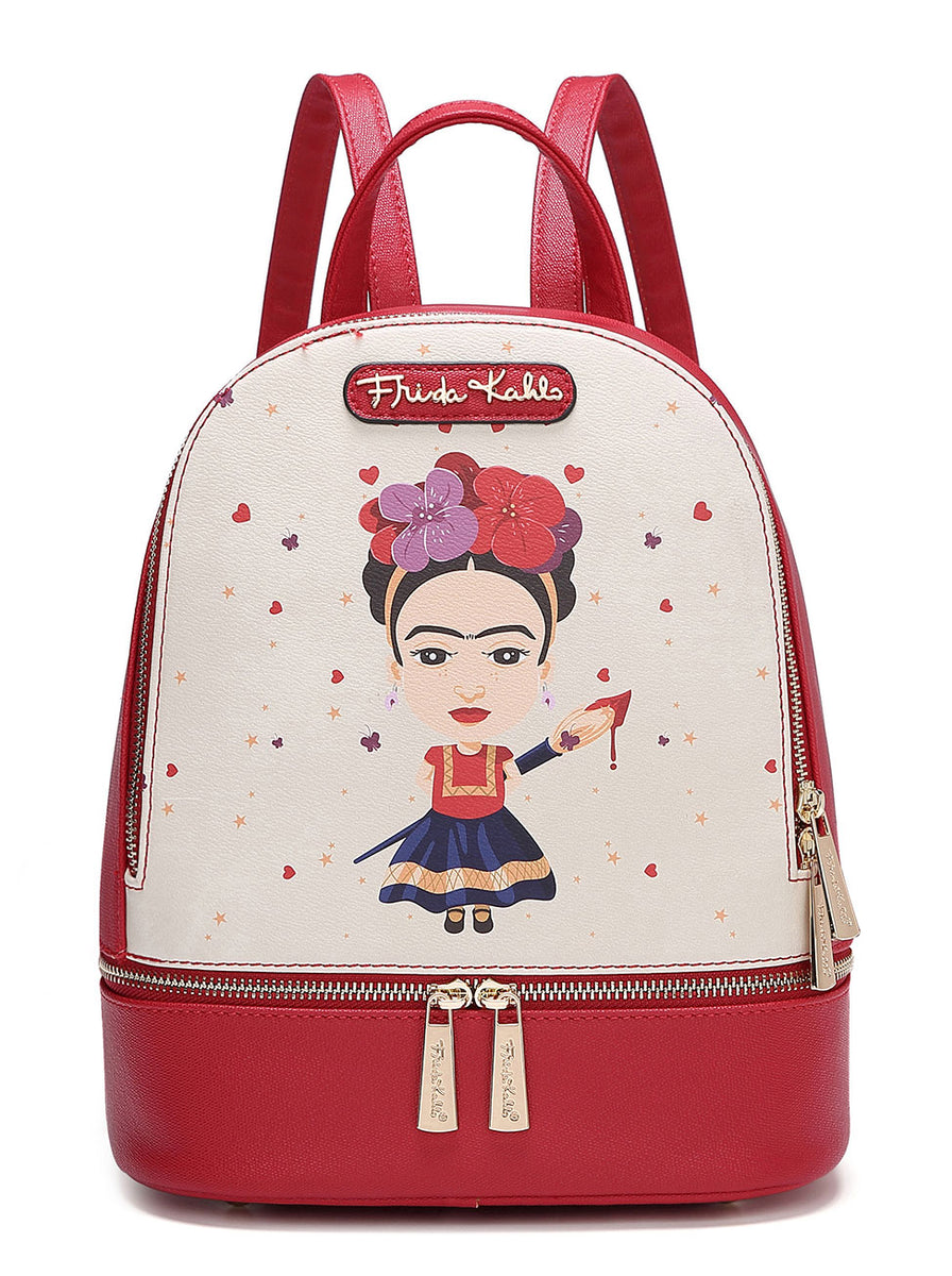 Frida Kahlo Cartoon Collection Mini Backpack with Flower Hair Band Ima