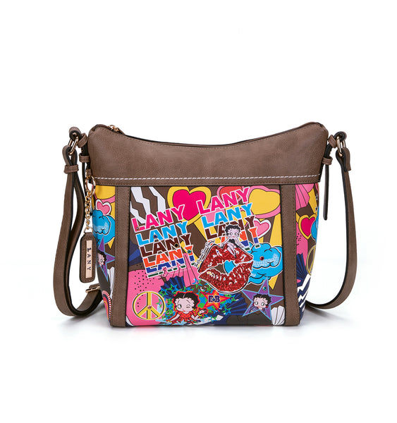 Betty Boop Pop Star Lip Faux Leather Crossbody Bag (Natural)