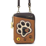 Chala Pet Collection Paw Print Cellphone Brown Crossbody Bag (5" x 7.5")