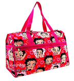 Betty Boop Large Canvas Duffel Bag with Long Strap (Pink)