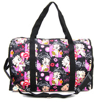 Betty Boop Large Canvas Duffel Bag with Long Strap (Multicolor)