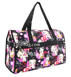 Betty Boop Large Canvas Duffel Bag with Long Strap (Multicolor)