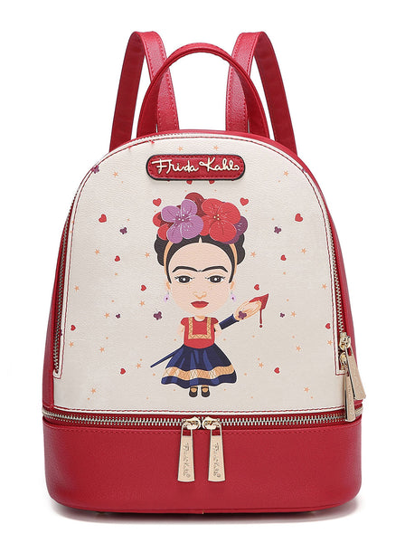 Frida Kahlo Cartoon Collection Mini Backpack with Flower Hair Band Ima – LuxeBag