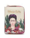 Frida Kahlo Cactus Cute Small Wallet with Around Zipper (Red)