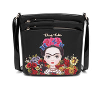 Frida Kahlo Cartoon Licensed Cross Body Bag (Black/Black)