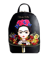 Frida Kahlo Cartoon Collection Cute Backpack (All Black)