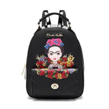 Frida Kahlo Cartoon Collection Cute Backpack with Front Pocket (All Black)