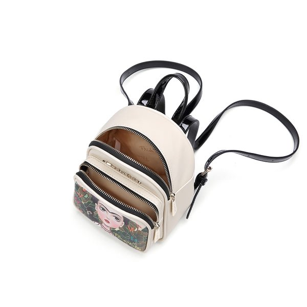 Frida Kahlo Cartoon Faux Leather Mini Size Backpack (Black: Cartoon) – LuxeBag