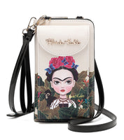 Frida Kahlo Cartoon Collection Cellphone Purse Wallet (Beige)