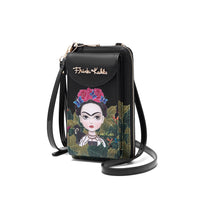 Frida Kahlo Cartoon Collection Cellphone Purse Wallet (Black)
