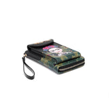 Frida Kahlo Cartoon Collection Cellphone Purse Wallet (Black)