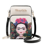 Frida Kahlo Cartoon Collection Cellphone Cross Body Bag with Wrislet (Beige)