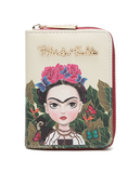 Frida Kahlo Cartoon Cute Small Wallet with Around Zipper (Red)
