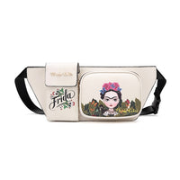 Frida Kahlo Cartoon Collection Fanny Pack (Beige/Black)