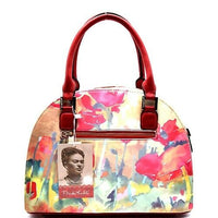 Frida Kahlo Flower Collection Handbag with Around Rhinestones (Tan)