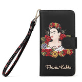 Frida Kahlo Flower Collection Cellphone Case with Wrislet (Black)