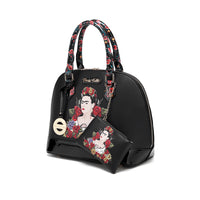 Frida Kahlo Flower Collection Handbag and Wallet Set (Black)