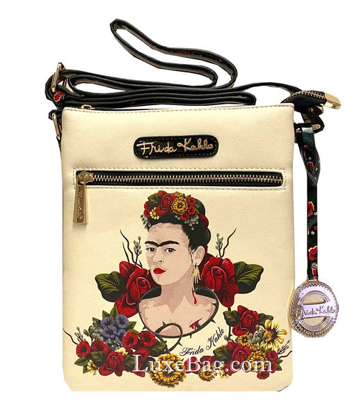 Frida Kahlo Flower Collection Cross Body Bag (Beige/Black)