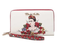 Frida Kahlo Flower Collection Around Zip Wallet with Wristlet (Red)