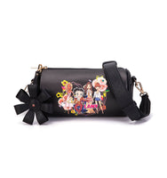 Betty Boop Friends/Flower Barrel Style Cute Crossbody Bag (Black)