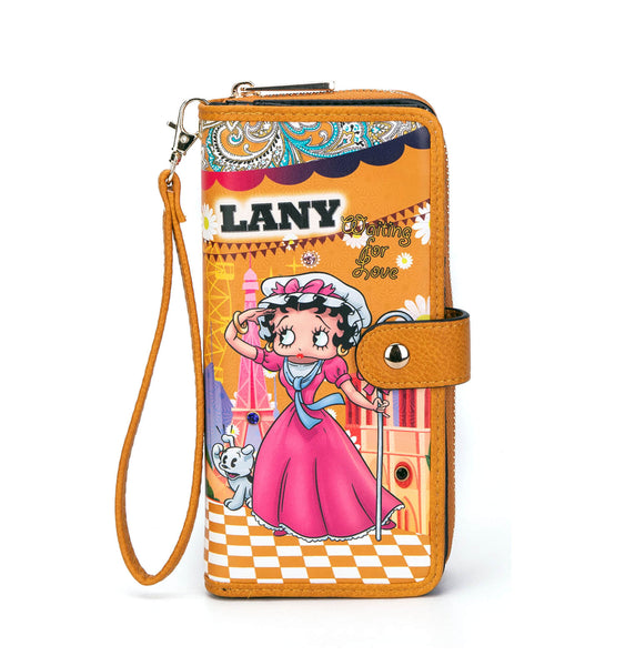 Betty Boop Paris Faux Leather Multi Wallet with Wristlet (Mustard)