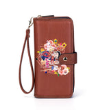 Betty Boop Friends/Flower Faux Leather Wallet with Wristlet (Brown: Cowhide)