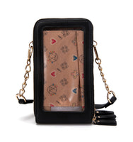 Betty Boop Friends/Flowers Faux Leather Cellphone Wallet Crossbody Bag (Black)