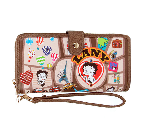 Betty Boop Love Faux Leather Wallet with Wristlet (Natural)