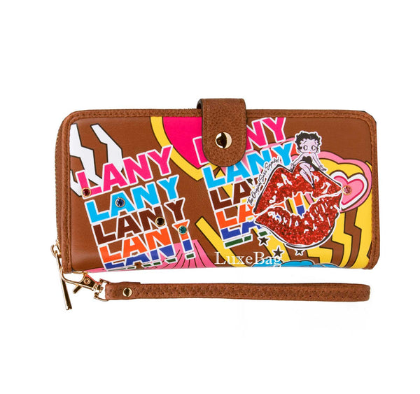 Betty Boop Pop Star Lip Faux Leather Wallet (Brown: Cowhide)