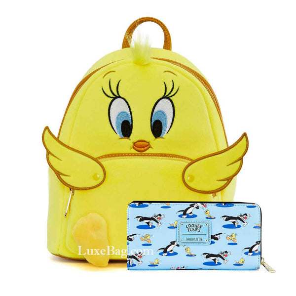 Loungefly Looney Tunes Tweety Plush Mini Backpack Wallet Set