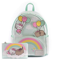 Loungefly Pusheen x Hello Kitty Balloons Rainbow Mini Backpack Wallet Set