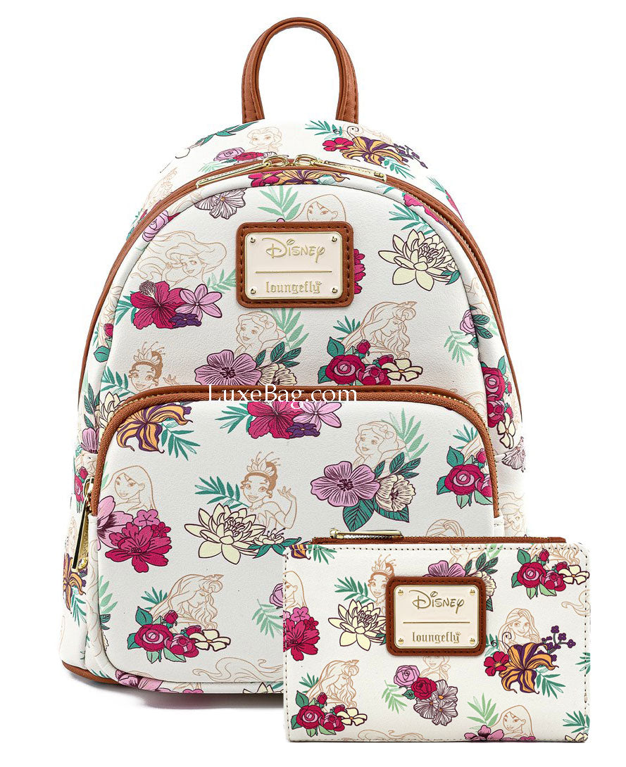 Loungefly Disney Princess Floral Mini Backpack and Wallet Set – LuxeBag