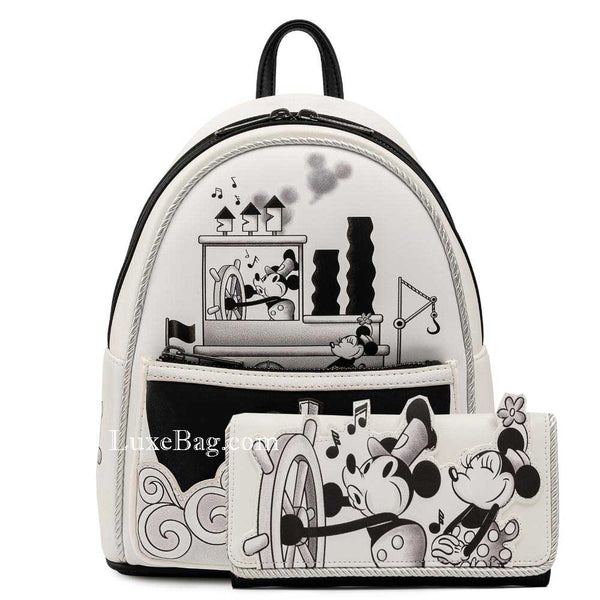 Loungefly Disney Steamboat Willie Music Cruise Mini Backpack Wallet Se – LuxeBag