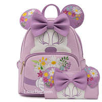 Loungefly Disney Minnie Holding Flowers Mini Backpack Wallet Set