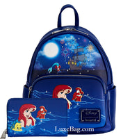 Loungefly Disney The Little Mermaid Ariel Fireworks Mini Backpack Wallet Set