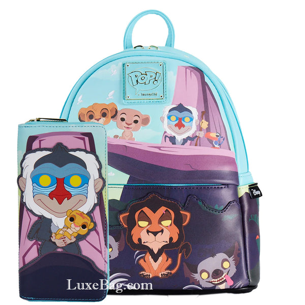 Loungefly Disney Pop Lion King Pride Rock Mini Backpack Wallet Set