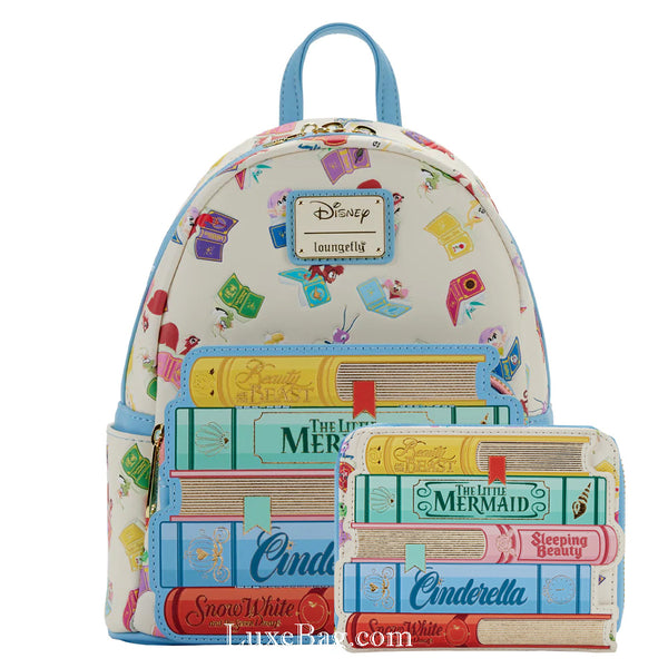 disney mini backpack with wallet Loungefly Disney Princess Books Mini Backpack Wallet Set – LuxeBag
