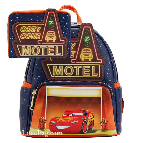 Loungefly Disney Pixar Moments Cars Cozy Cone Mini Backpack Wallet Set