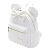 Loungefly Disney Minnie Sequin Wedding White Mini Backpack