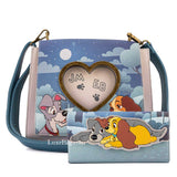 Loungefly Disney Lady and The Tramp Crossbody Bag Wallet Set