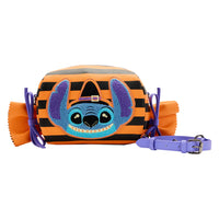 Loungefly Disney Lilo and Stitch Striped Halloween Candy Wrapper Crossbody Bag