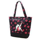 Betty Boop Canvas Shopping Bag  (Black/Lips)