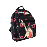 Betty Boop Canvas Mini Backpack (9" Height, Black/Lips)