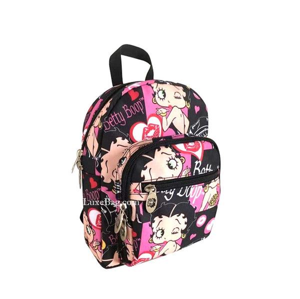Betty Boop Canvas Mini Backpack (9" Height, Multicolor)