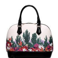 Frida Kahlo Cactus Collection Around Zip Handbag with Long Strap (Black)