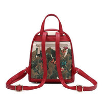 Frida Kahlo Cartoon Collection Cute Backpack and Wallet Set (Red)