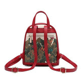 Frida Kahlo Cartoon Collection Cute Backpack and Long Wallet Set (Red)