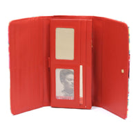 Frida Kahlo Floral Collection Tri-fold Wallet (Red)