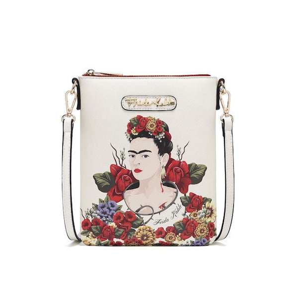 Frida Kahlo Flower Collection Cross Body Bag (Beige/Red)
